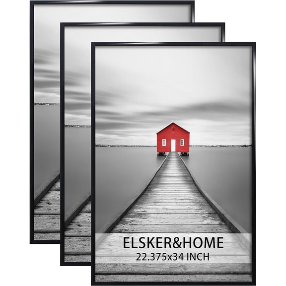 ELSKER&HOME 22.375 x 34 Poster Frame 3 Pack, Black Picture Frame for Horizontal or Vertical Wall Mounting
