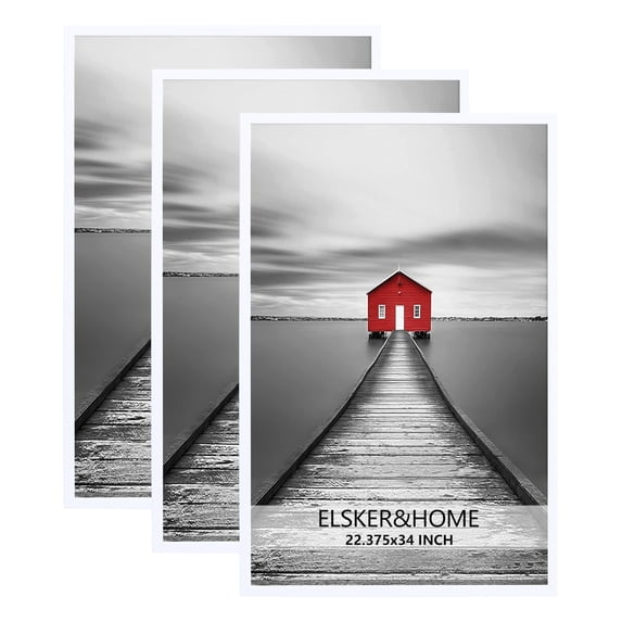 ELSKER&HOME 22.375 x 34 Poster Frame 3 Pack, White Picture Frame for Horizontal or Vertical Wall Mounting, Sturdy and Scratch-proof