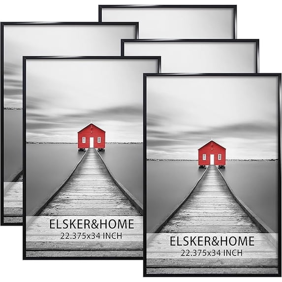 ELSKER&HOME 22.375x34 Poster Frame 5 Pack, Black Picture Frame for Horizontal or Vertical Wall Mounting, Sturdy and Scratch-proof
