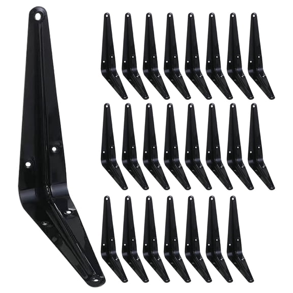 ELSKER&HOME 24 Pack Shelf Brackets 6 Inch, Floating Shelf Bracket for Wood, Black Metal L Bracket for Shelves Support, Wall Mount Corner Brace
