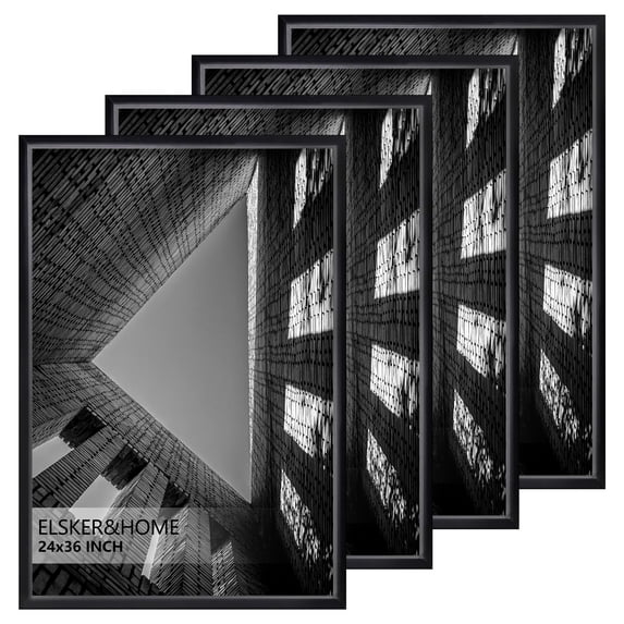 ELSKER&HOME 24 x 36 Poster Frame 4 Pack, Black Picture Frame for Horizontal or Vertical Wall Mounting, Multi-Purpose Home Office Decor for 24x36 Photos