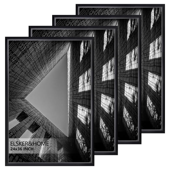 ELSKER&HOME 24 x 36 Poster Frame 4 Pack, Black Picture Frame for Horizontal or Vertical Wall Mounting, Multi-Purpose Home Office Decor for 24x36 Photos