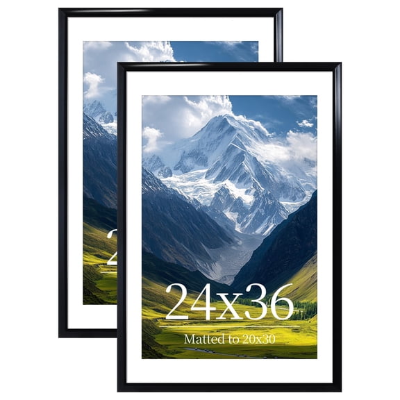 ELSKER&HOME 24x36 Picture Frame 2 Pack, Black Poster Frame Matted to 20x30 for Wall Diaplay