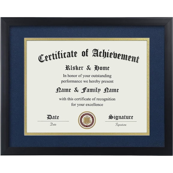 ELSKER&HOME 8.5x11 Certificate Frame Black-Displays Diploma 8.5×11 with Blue Mat or 11×14 Without Mat