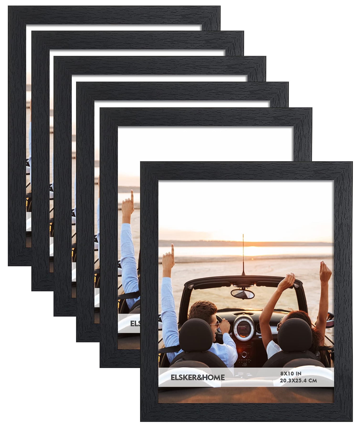 Classic Black 8x10 Picture Frame Set with Glass - 6 Pack