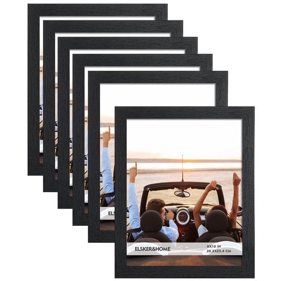 ELSKER&HOME 8x10 Picture Frame Black Set of 6 - Multi Photo Frames Collage with HD Real Glass