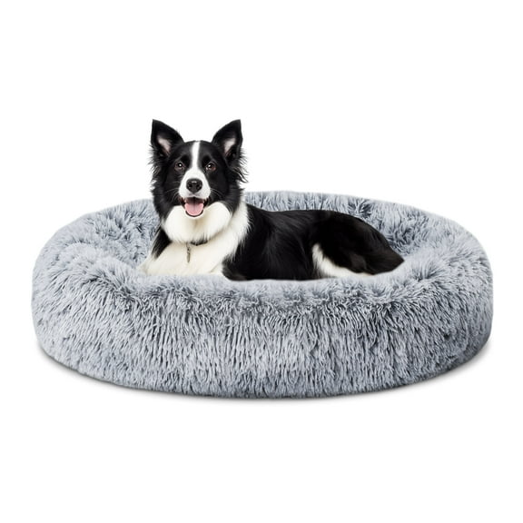 ELSKER&HOME Calming Dog Bed,Donut Washable Warming Soft Round 39 inches Dog Beds for Large Dogs,Anti-Anxiety Fluffy Plush Cushion Bed Fits up to 120 lbs Pets,Gradient Blue