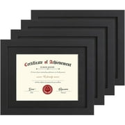 ELSKER&HOME Certificate Frames 8.5 x 11 Black, Fits Diploma 8.5 x 11 with Mat or 11x14 without Mat,4 Pack, Document Degree Picture Frame with Glass for Tabletop or Wall Display