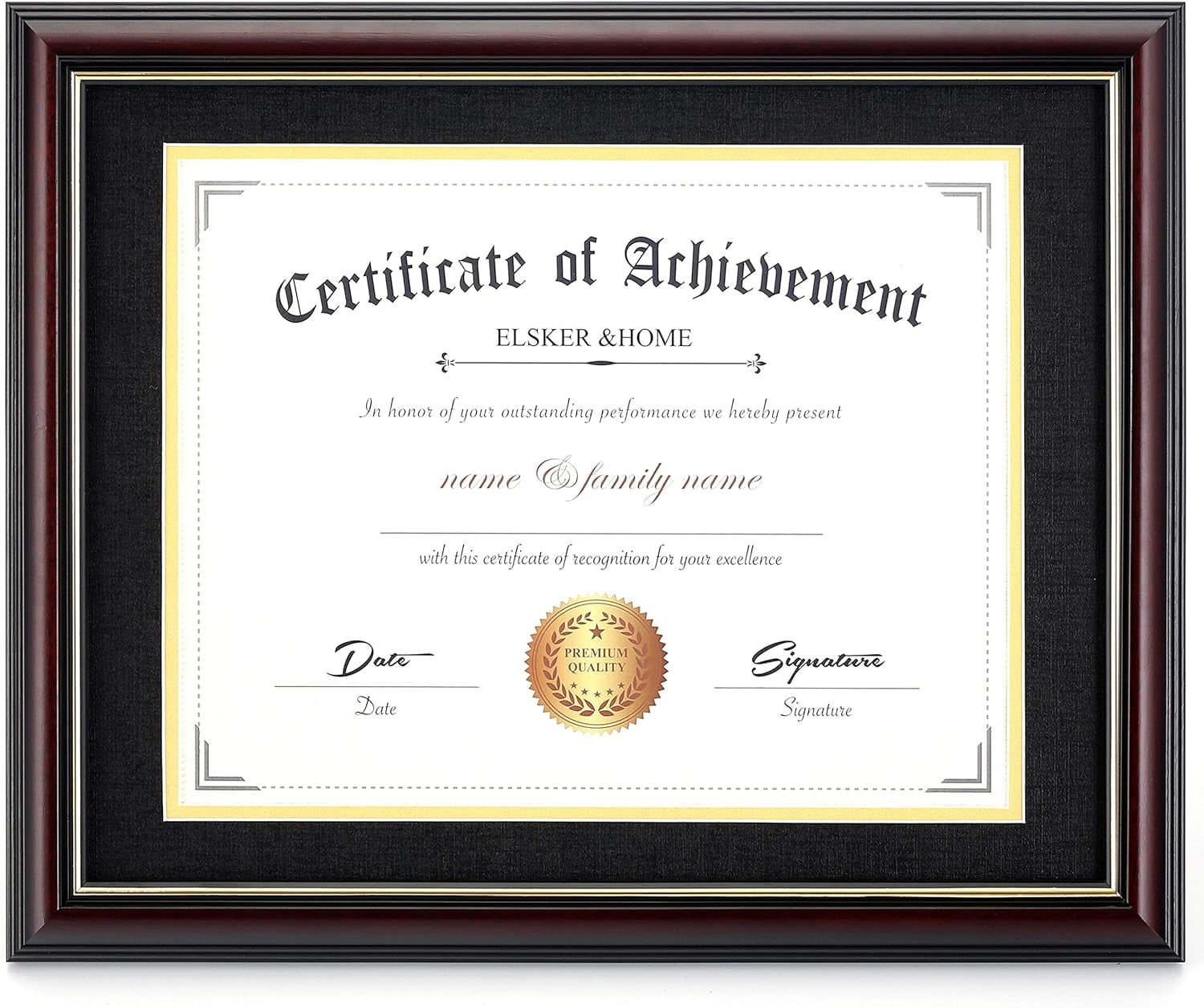 ELSKER&HOME Diploma Frames 11x14 with Mat Solid Cherry Wood Document