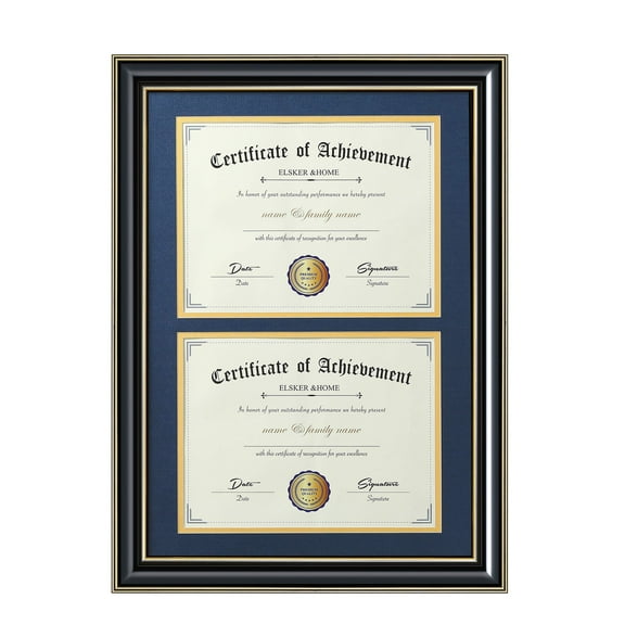 ELSKER&HOME Double Diploma Frame Certificates&Document for Two 8.5x11 Inch with Mat and 13.5x20 Inch Without Mat