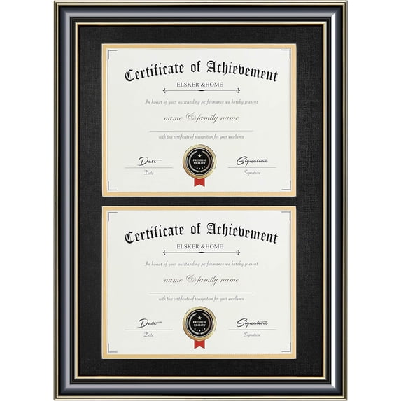 ELSKER&HOME Double Diploma Frame Wood-Made for Certificates&Diploma for Two 8.5x11 Inch with Mat