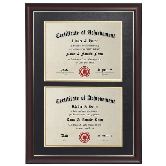 ELSKER&HOME Double Diploma Frames 14x20 for Two 8.5x11 Diplomas,Certificates,Cherry Color Golden Rim