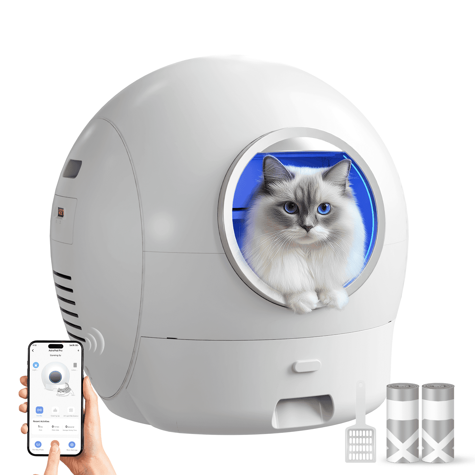ELSPET Self-Cleaning Cat Litter Box Extra Large Automatic Litter Box with APP Control/ Safe Alert/ Smart Health Monitor for Multiple Cats