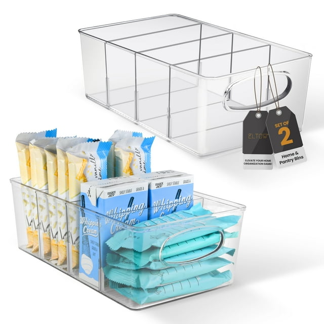 ELTOW Clear Pantry Bins for Food Organization and Storage, Pack of 2
