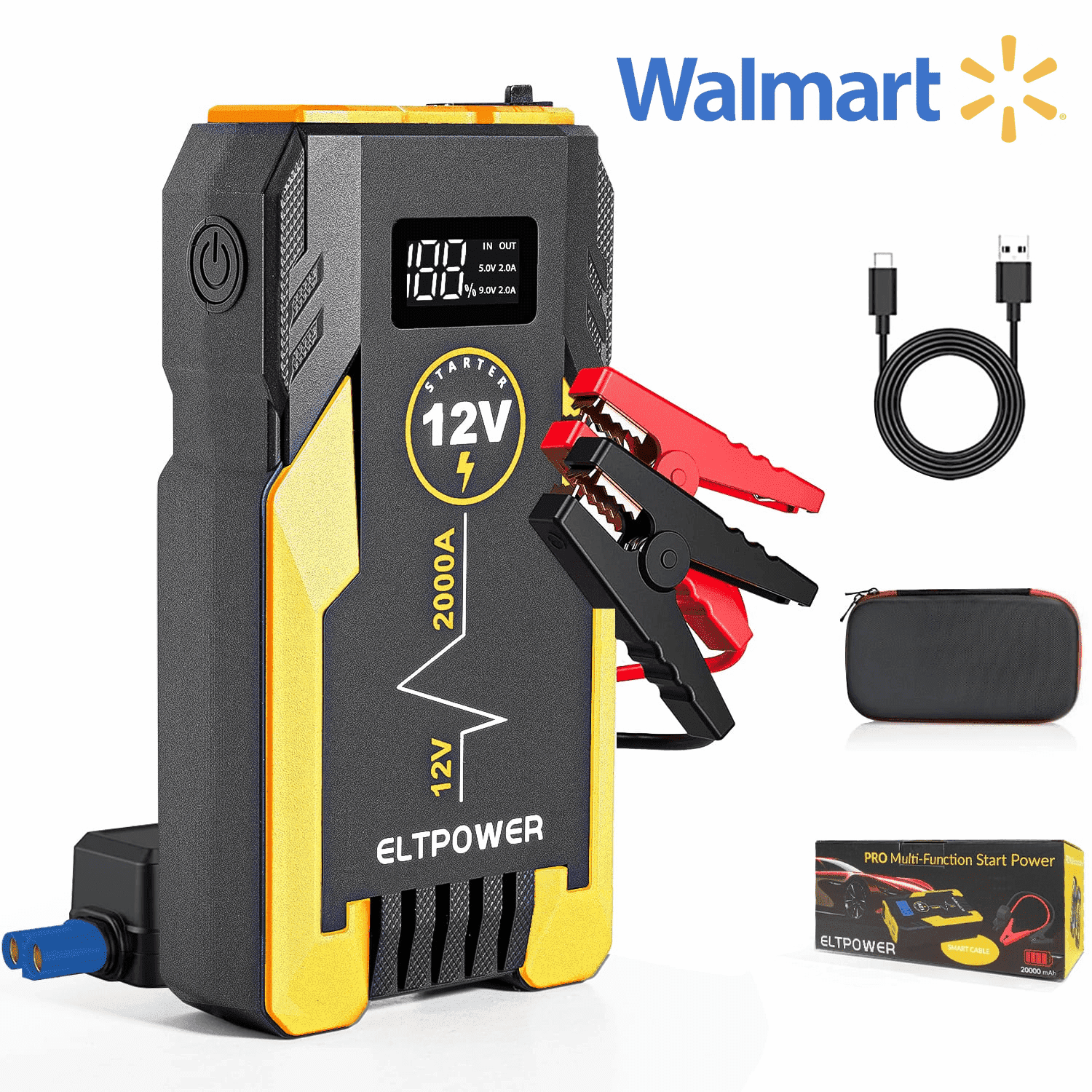 ET05 2000A Car Portable Jump Starter, Black