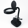 thumbnail image 1 of ELUCIDATE 3.5" (8.9 cm) Diameter | Black Plastic | LED Illuminated 110V | Bendable Gooseneck | 3X and 8X Magnification Lens | Ideal for Detailed Work | Space-Saving Design, 1 of 7