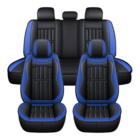 ELUTO Car Seat Covers Full Set Fit 5 Seats, Waterproof Pu Leather Front Rear Car Seat Cushion Cover Universal Auto Truck Van SUV