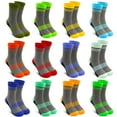 thumbnail image 1 of ELUTONG Boys Girls Crew Socks, 12 pairs Athletic Colorful Socks for Kids Aged 2-14, 1 of 5