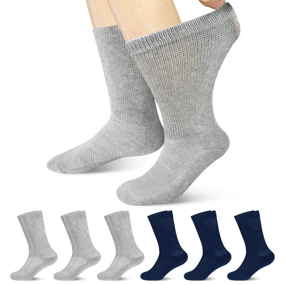 ELUTONG Mens Diabetic Socks 6 Pairs Extra Wide Loose Socks for Swollen Feet US 5-11