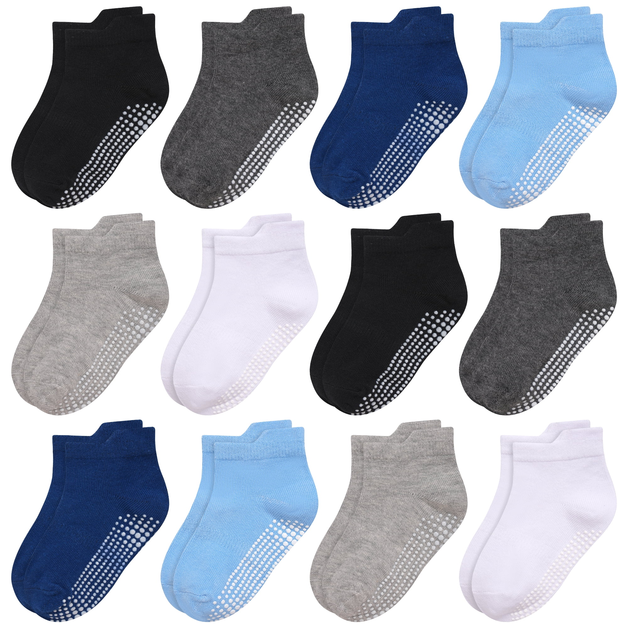 ELUTONG Non Slip Toddler Socks with Grip 12 Pairs Baby Boys Ankle Socks for Kids Children 6 Months-7 Years Old