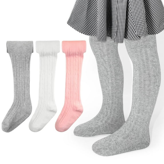 ELUTONG Toddler Girl Tights, 3 Pack Non Slip Baby Tights for 6 months-6 years
