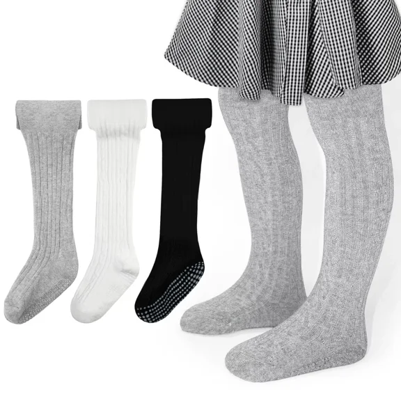 ELUTONG Toddler Girl Tights, 3 Pack Non Slip Baby Tights for 6 months-6 years