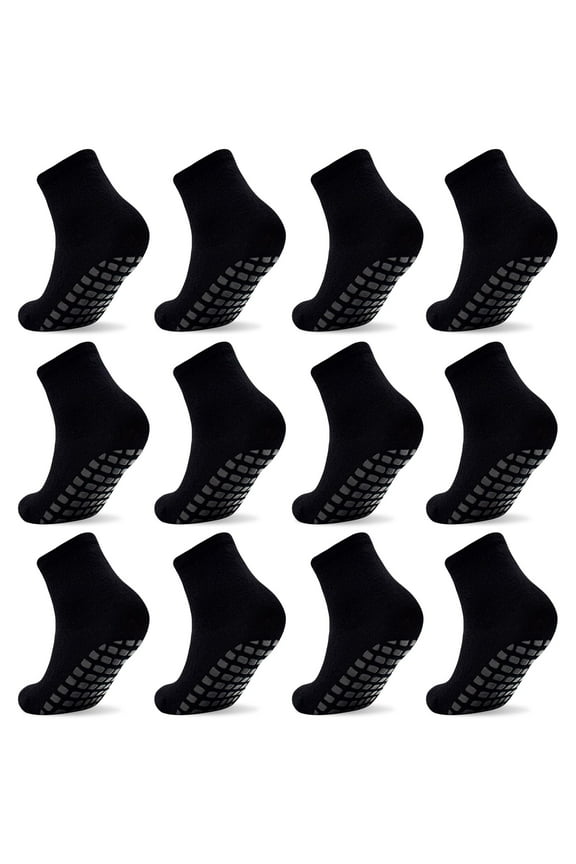 Toddler Socks, 12 Pack Boys Girls Non Slip Socks with Grippers for Kids Age 1-7