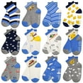 thumbnail image 1 of ELUTONG Toddler Socks with Grips Boys Non Slip Anti Skid Crew Socks 12 Pairs Baby Kids Children Cartoon Pattern, 1 of 7