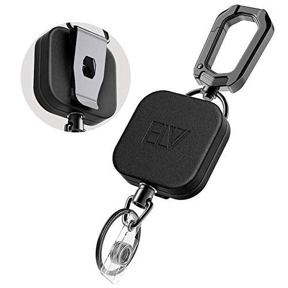 ELV Retractable ID Badge Holder, Heavy Duty Metal Body and Steel Cord