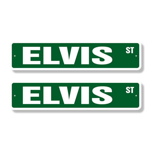 ELVIS Classic Street Sign (2 Pack) Childrens Name Room Sign Road Sign | 6" X 24" Aluminum Metal Address Sign