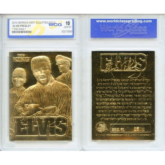 ELVIS PRESLEY 2010 The King 23KT Gold Card Sculpted Limited - Graded GEM MINT 10