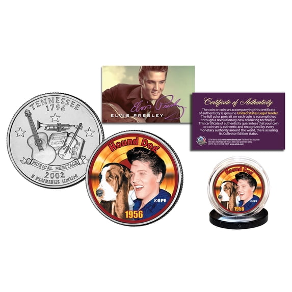 ELVIS PRESLEY * Hound Dog * Colorized Tennessee State Quarter U.S. Coin LICENSED