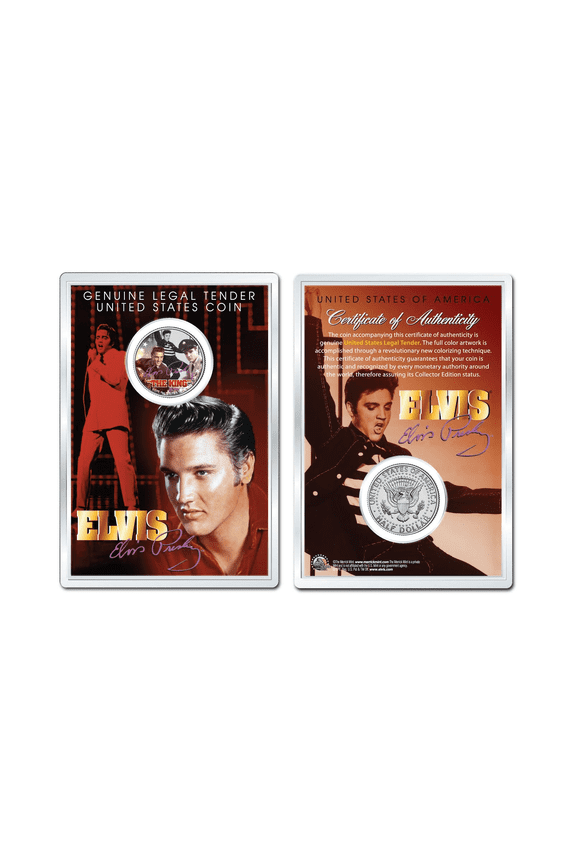 ELVIS PRESLEY - The King OFFICIAL JFK Half Dollar U.S. Coin in PREMIUM HOLDER