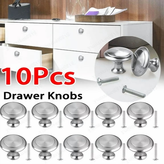 ELVY- 10Pcs Cabinet Knobs Drawer Pulls Door Handles Kitchen Hardware Brushed Nickel