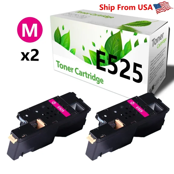 ELVY- 2Pack E525W E525 Magenta Toner Cartridge Used For Series 593-Bbjx 593-Bbju