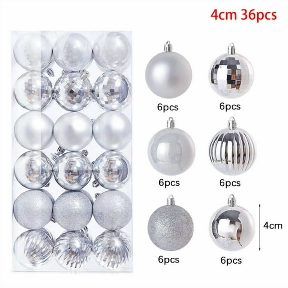 ELVY- 36Pcs Christmas Ball Ornament Assorted Style Small Shatterproof Xmas Tree Decor