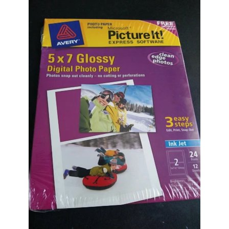 ELVY- Avery 5 X 7 Glossy Digital Photo Paper Send24 Print 12 Sheets