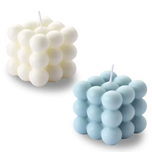 ELVY - Bubble Candle - Cube Soy Wax Candles, Home Decor Candle, Scented Candle Set 2