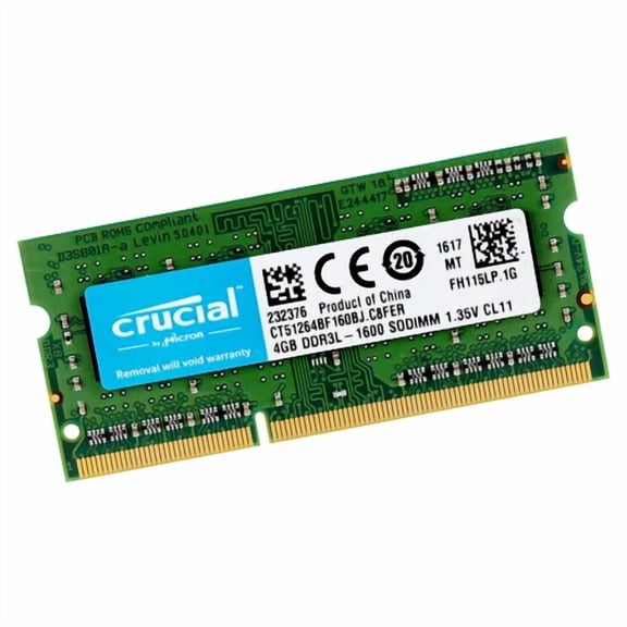 ELVY- Crucial Pc3-12800 4 Gb So-Dimm 1600 Mhz Pc3-12800 Ddr3 Memory (Ct51264Bf160Bj)