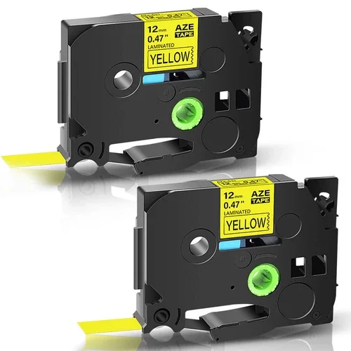 ELVY - For Brother P-Touch Tz-631 Tze-631 12Mm Label Tape Black On Yellow Pt-D210 2Pack