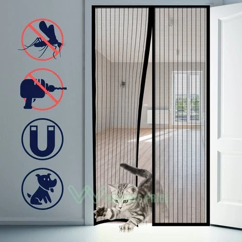 ELVY - Hands Free Magnetic Screen Door Mesh Net Mosquito Fly Insect Fastening Curtain