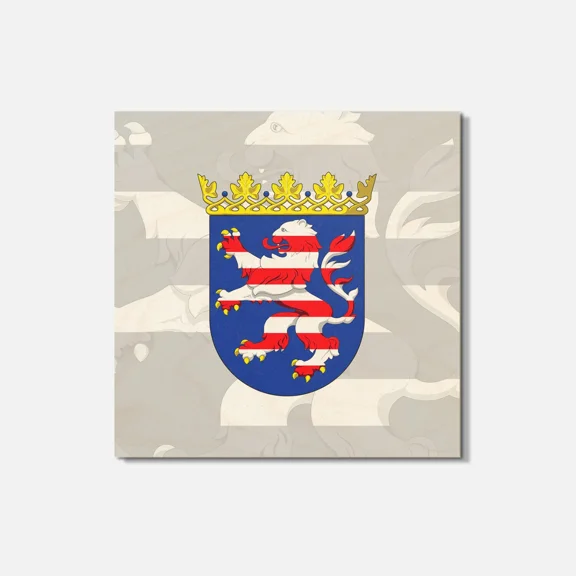 ELVY- Hesse State Coat Of Arms Germany 4'' X 4'' Square Wooden Coaster