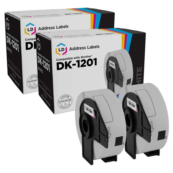 ELVY- Ld Compatible Brother Dk-1201 2 Rolls Of Address Labels / 1.1 In X 3.5 In