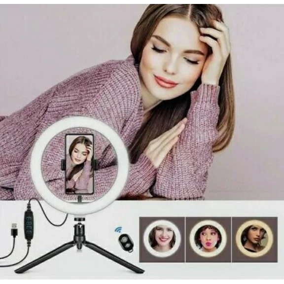 ELVY- New!! Crenova 10 Led Ring Light For Selfie Live Streaming Makeup Youtube Videos