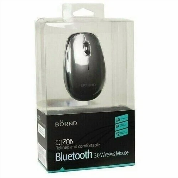 ELVY- Sealed--Bornd C170B 3-Button Bluetooth Wireless Scroll Optical Mouse W/1750Dpi