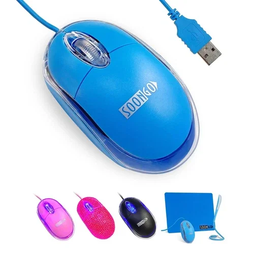 ELVY - Soongo Kids Mouse For Laptop Usb Ergonomic Optical Mouse Blue Color 1.