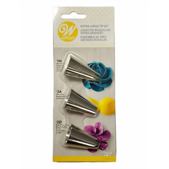 ELVY- Wilton 3 Piece Stainless Steel Extra Large Tip Set For Cake Decorating
