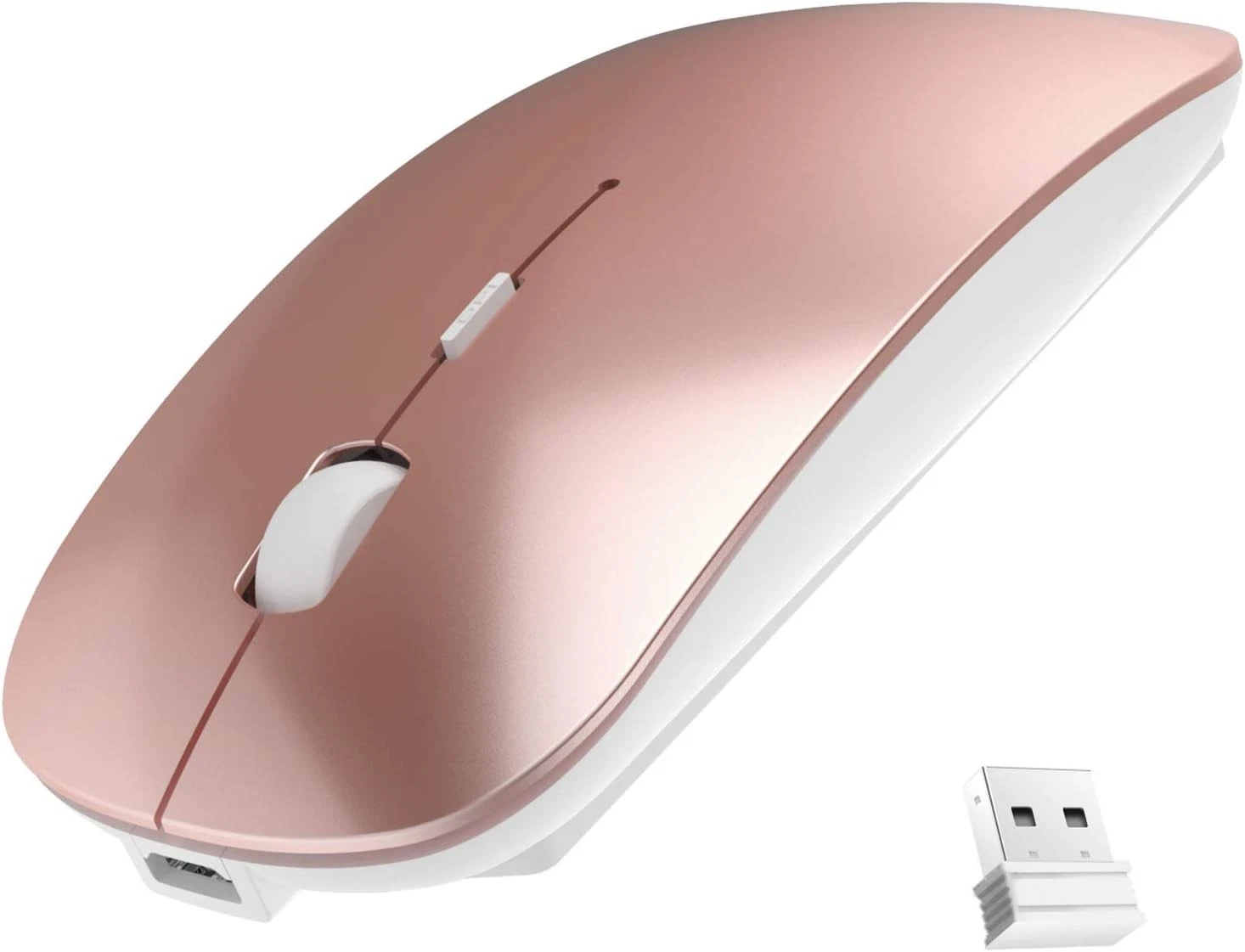 ELVY- Wireless Mouse, 2.4G Slim Mute Silent Click Noiseless Optical Mouse (Rose Gold)