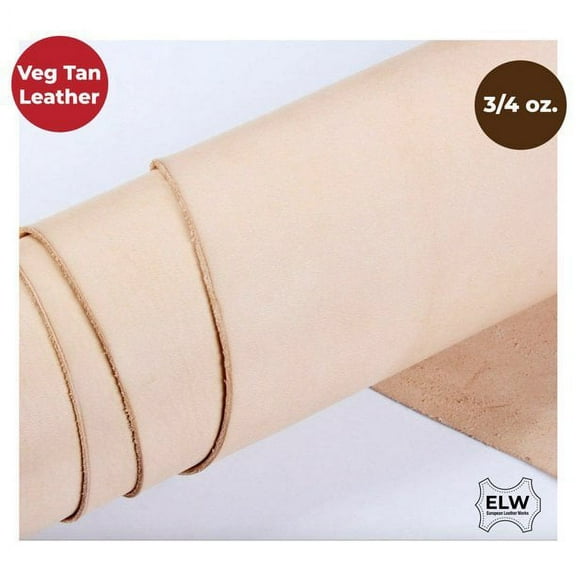 ELW 100% Veg Tan Full Grain Leather Cowhide Pre-Cut Pieces 3/4 oz. 1.2-1.6 mm - Import AA Grade Tooling Leather Hide - Vegetable Tanned Leather for Tooling, Carving, Molding, Dyeing: 24"x36"