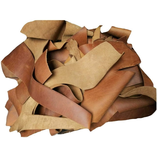 ELW 4-6 oz 1.8-2.4mm Thickness, 10 LB Vegetable Tanned Leather Scraps, Mixed Brown, Cowhide Remnants Full Grain Leather for Tooling, Holsters, Knife Sheath, Carving, Embossing, Stamping